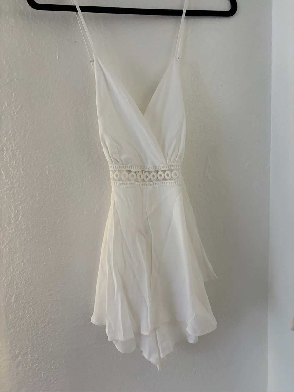 Women's White Spaghetti Strap Wrap Romper